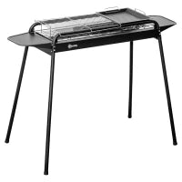 Barbecue a Carbonella con Griglia e Piastra in Acciaio con Ripiani Laterali, 113x59x83.5cm, Nero