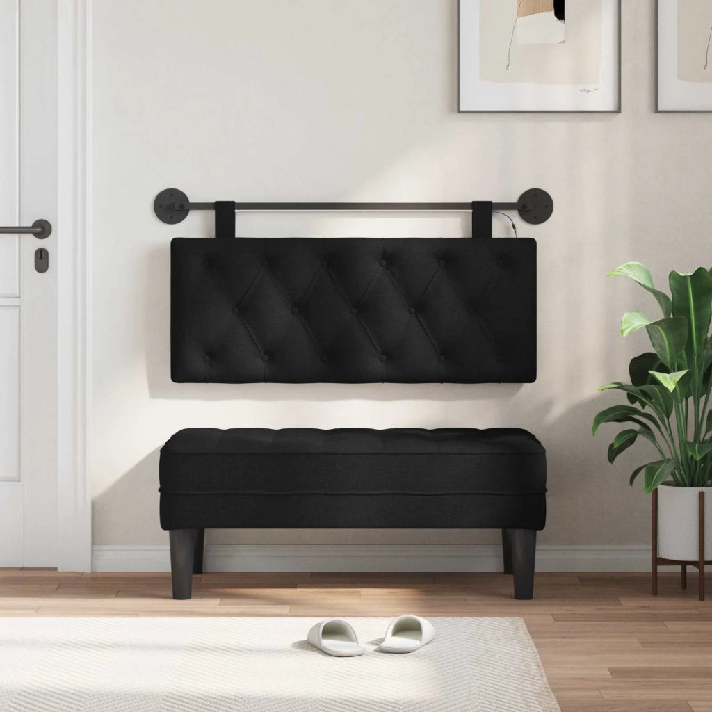 Testiera sospesa Con luce LED Nero Tessuto 3424571