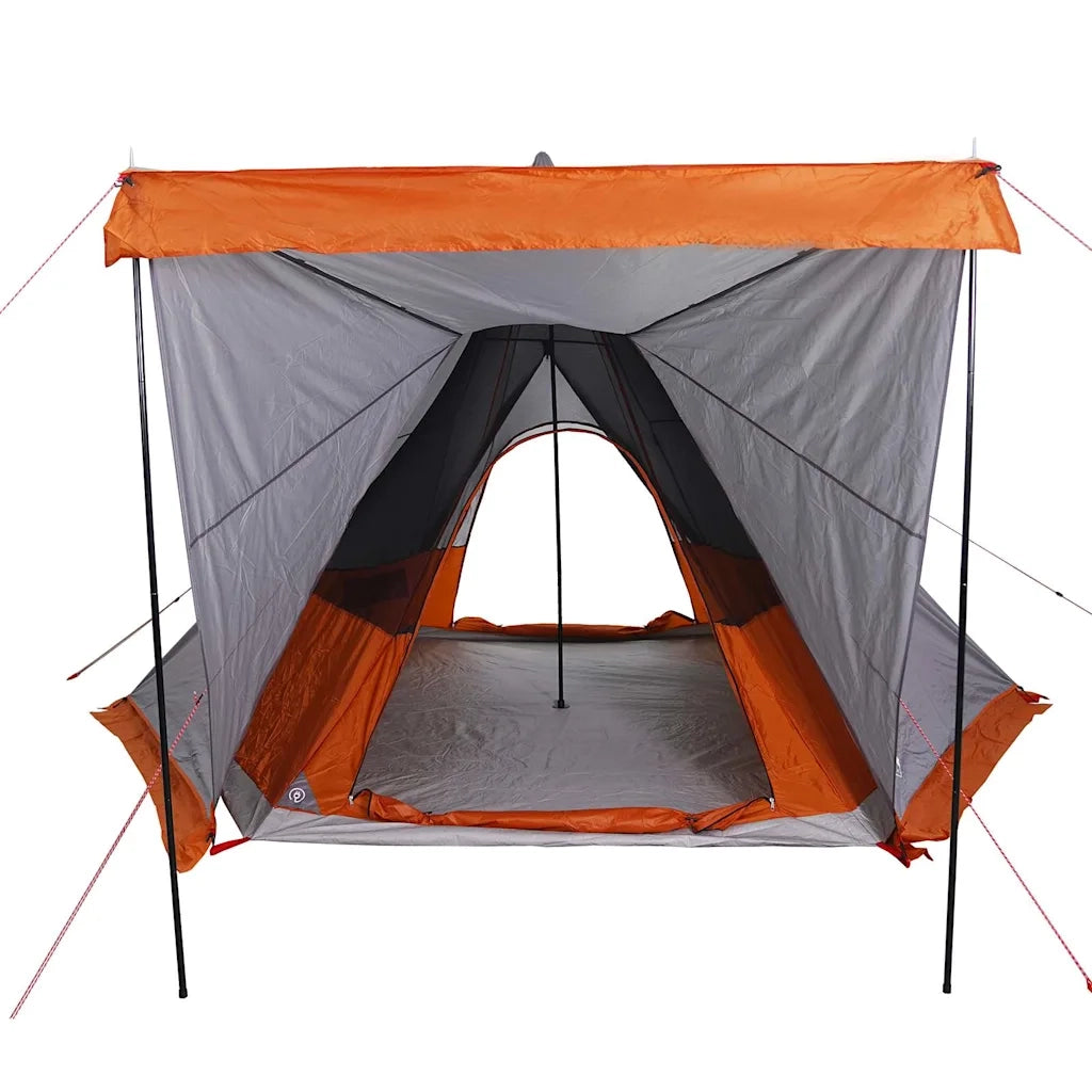 Tenda Familiare Tipi 6 Persone-Tenda da campeggio Grigia e Arancione Impermeabile 781299