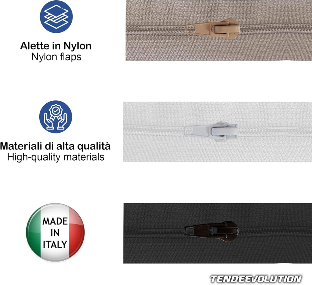 Cerniera Lampo Nera 2,5cm Continua con Doppio Cursore - Chiusura in Nylon Non Divisibile - Perfetta per Cucito 🧵 - Made in Italy 🇮🇹