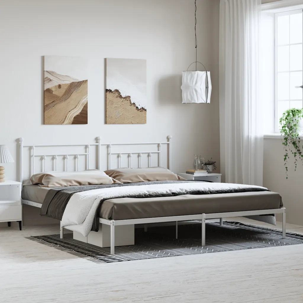 Giroletto con Testiera Metallo Bianco 193x203 cm 353592