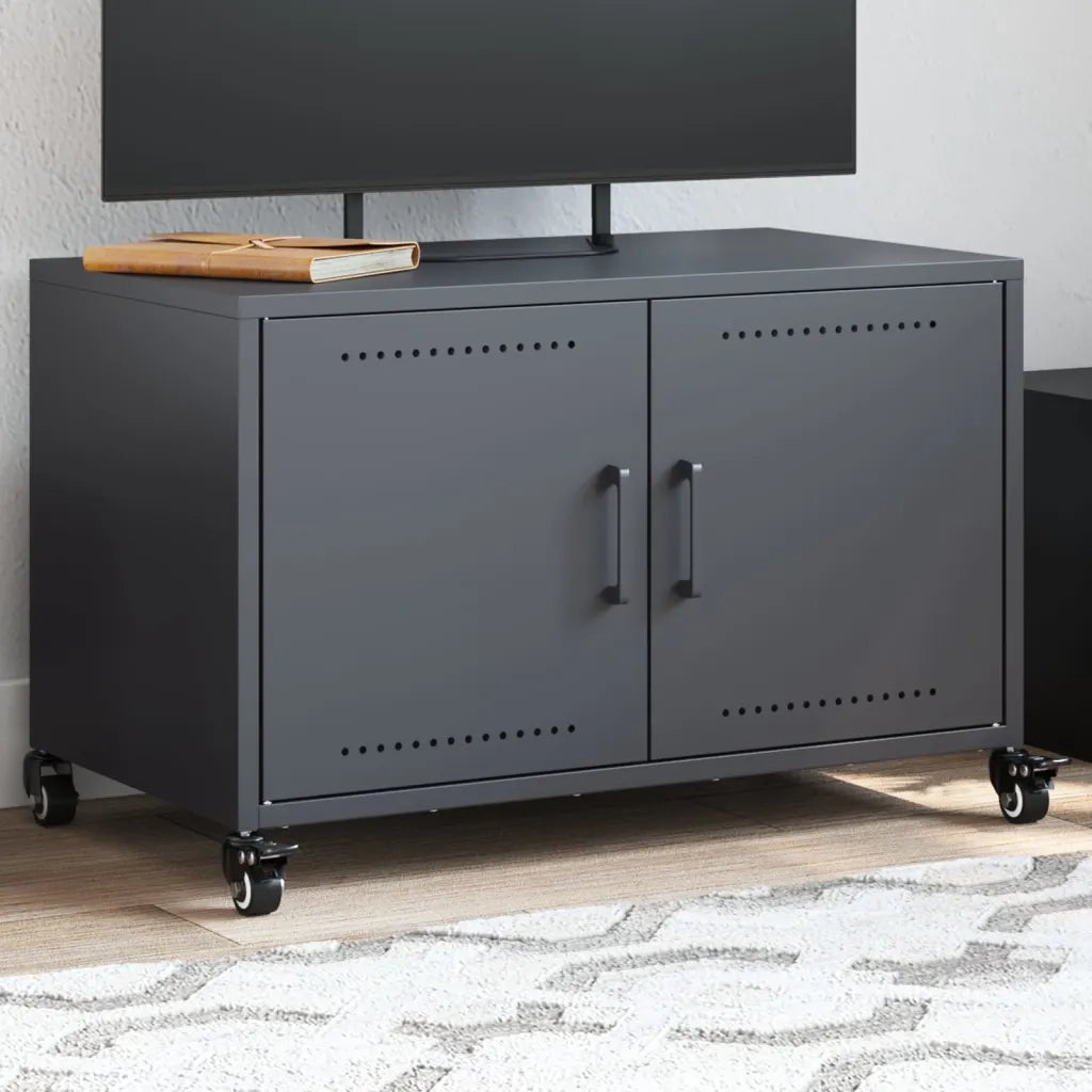 Mobile TV Antracite 68x39x43,5 cm in Acciaio Laminato a Freddo