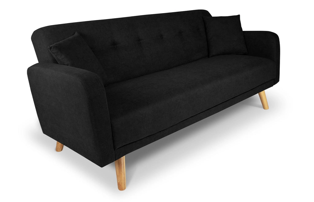 Divano letto clic clac in tessuto vellutato nero, divano 3 posti - Henry - DL-HE10FBC