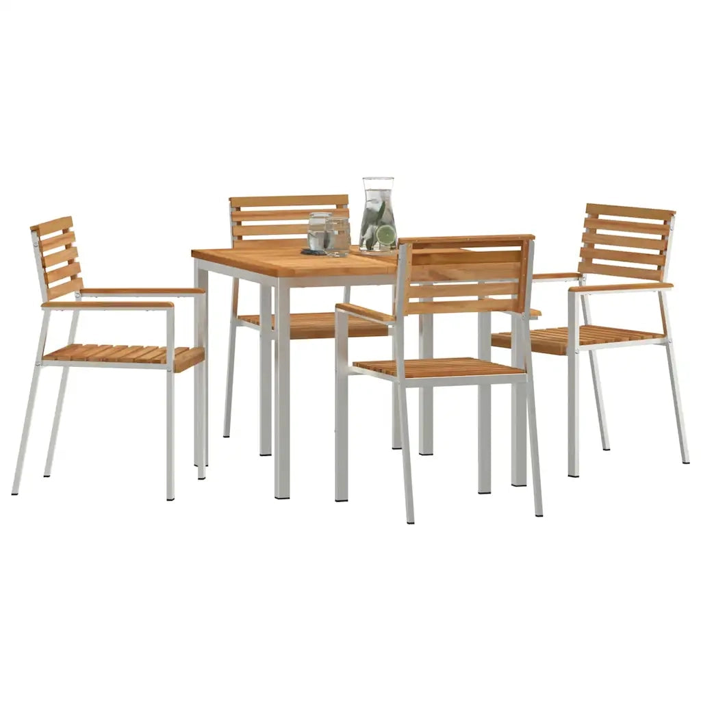 Set da Pranzo per Giardino 5 pcs Marrone Legno di teak solido 3334782