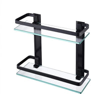 Porta bagno con maniglia - stile moderno - 1 pezzo - alluminio nero - vetro resistente