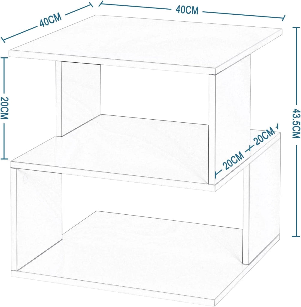 Set 2 Comodini per Camera da Letto in Legno, Tavolino Bianco Design Moderno, Mobiletto Salvaspazio per Soggiorno, Piccola Libreria a 2 Ripiani, 40x40x43,5cm, 0166ZZ-2