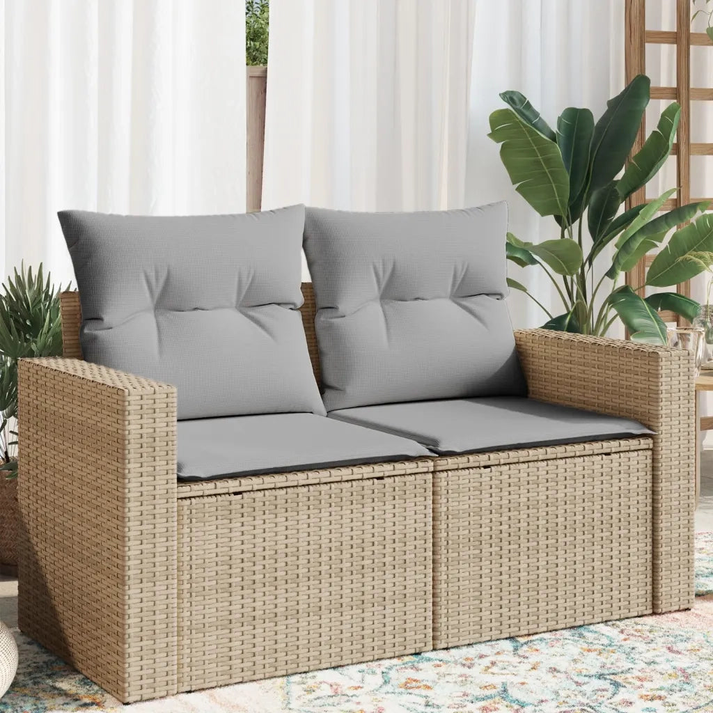 Divano da Giardino con Cuscini a 2 Posti-Sofa da Giardino-Divano da esterno Beige in Polyrattan 349666