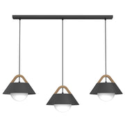 Lampada sospesa Funda 3xE27 nera legno Luminex