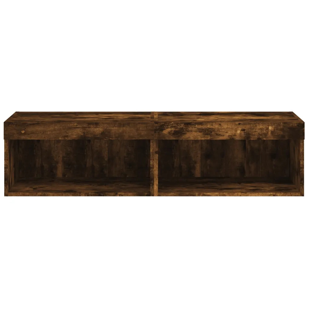 vidaXL Mobili Porta TV con Luci LED 2 pz Rovere Fumo 60x30x30 cm