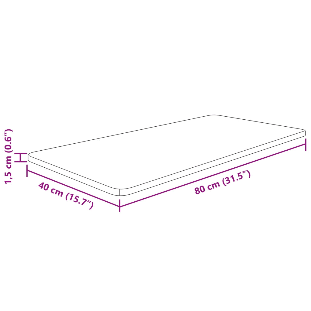 Piano Bagno Marrone Scuro 80x40x1,5cm Legno Massello Trattato
