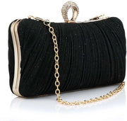 piccola borsa serale, clutch con catena rimovibile con glitter per matrimonio, abito da sposa, gala, cocktail, borsa serale per donna, nera, unico modello