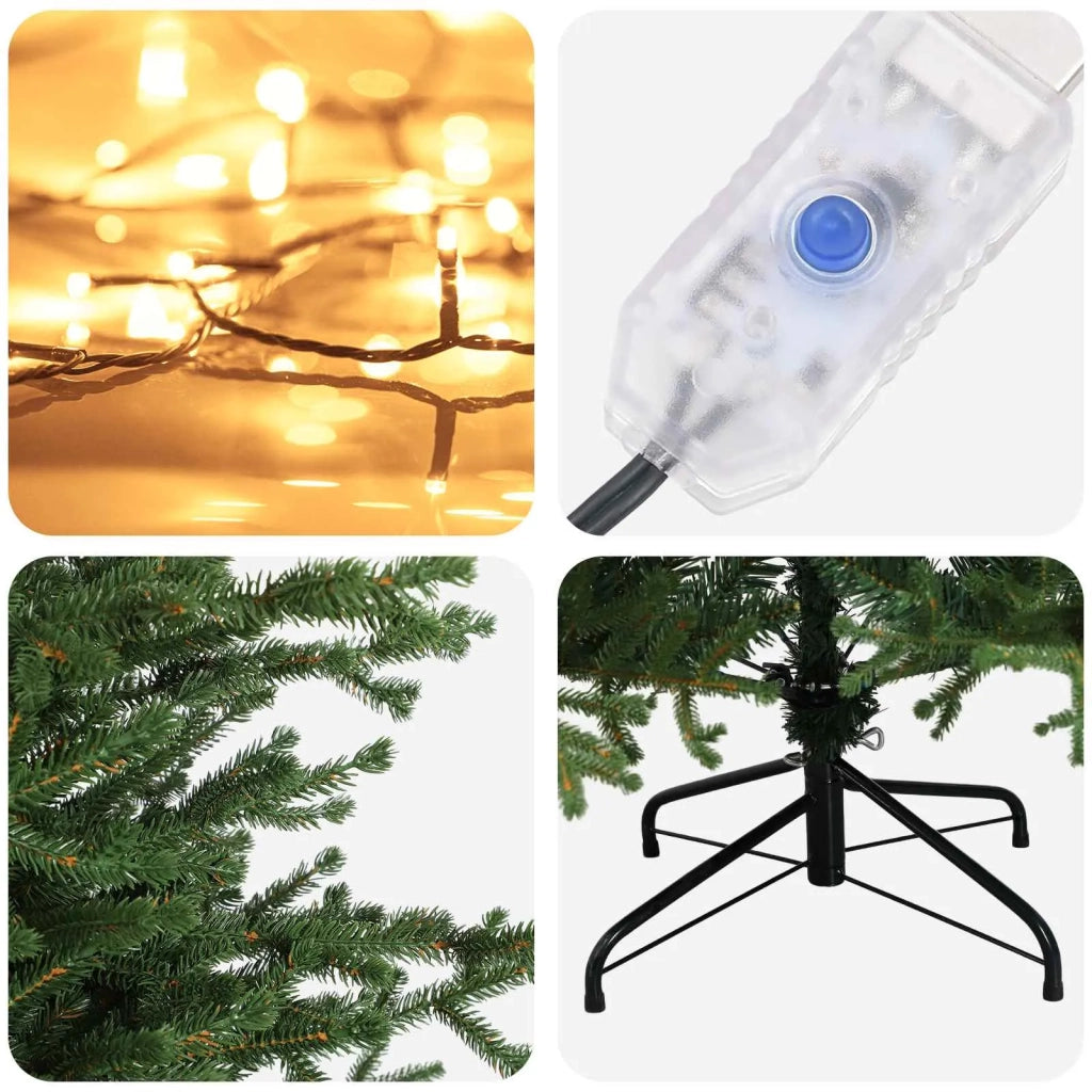 Albero di Natale Artificiale con Rami Pieghevoli 150 cm 150 LED 3465498
