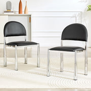 SEDIA da pranzo Set da 2 pezzi 80 cm PU Nero con gambe in metallo