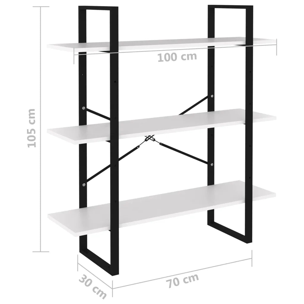 Libreria-Scaffale per Libri-Mobile di Stoccaggio Bianca 100x30x105 cm in Legno Multistrato