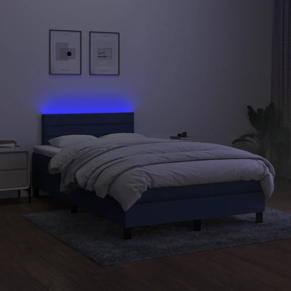 Letto a Molle con Materasso e LED Blu 120x200cm in Tessuto cod mxl 59539