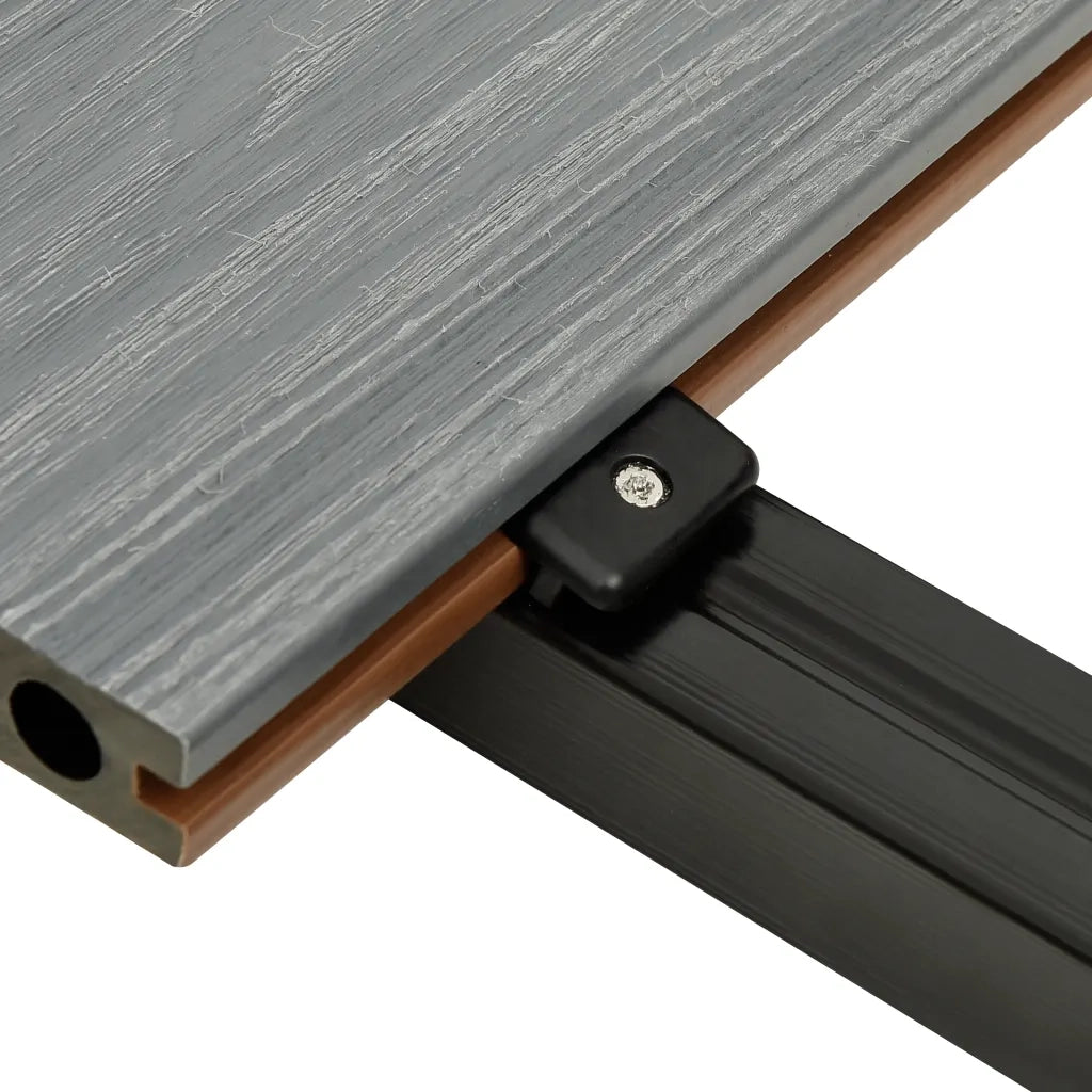 Listoni Decking WPC con Accessori Marroni e Grigi 26 mÂ² 2,2 m
