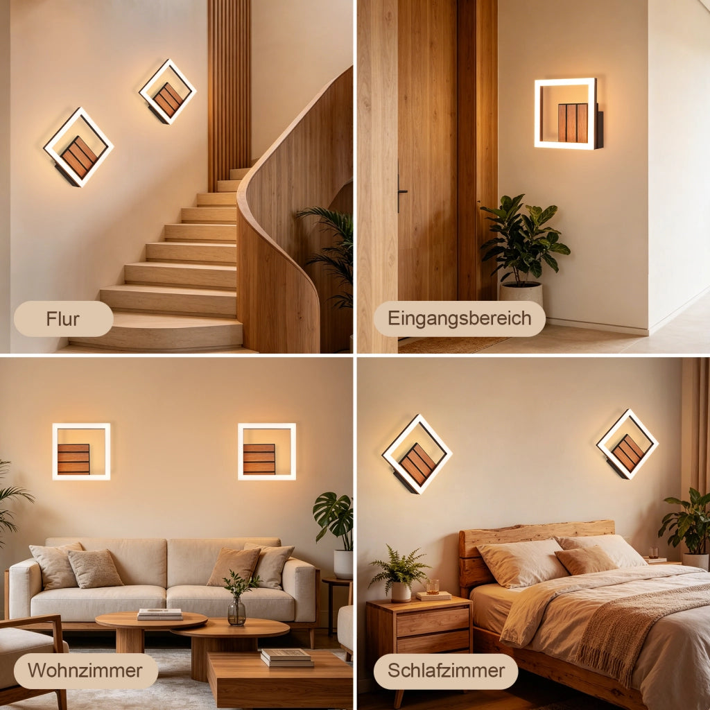 ZMH Lampada da Parete LED Interni 17cm Effetto Legno Moderna 7W 3000K Calda Indiretta per Soggiorno Camera Hotel