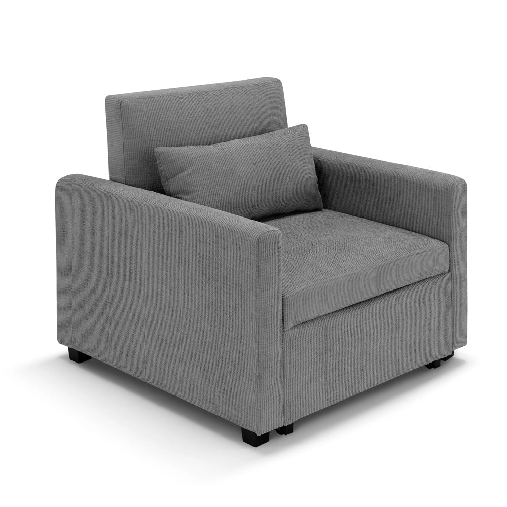 Poltrona letto modello AMALFI con 1 cuscino, massima imbottitura, design adatto per ambienti classici e moderni, colore Grigio