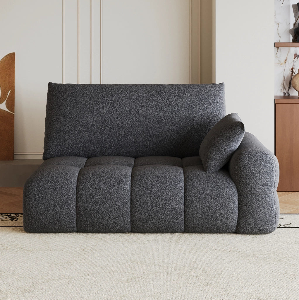 Divano modulare 2 posti con chaise longue reversibile, tessuto grigio scuro