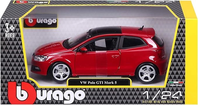 BBURAGO VW Polo GTI Mark 5 Scala 1:24, Replica Diecast con Portiere Apribili, Licenza Ufficiale Volkswagen ,Eta 3+