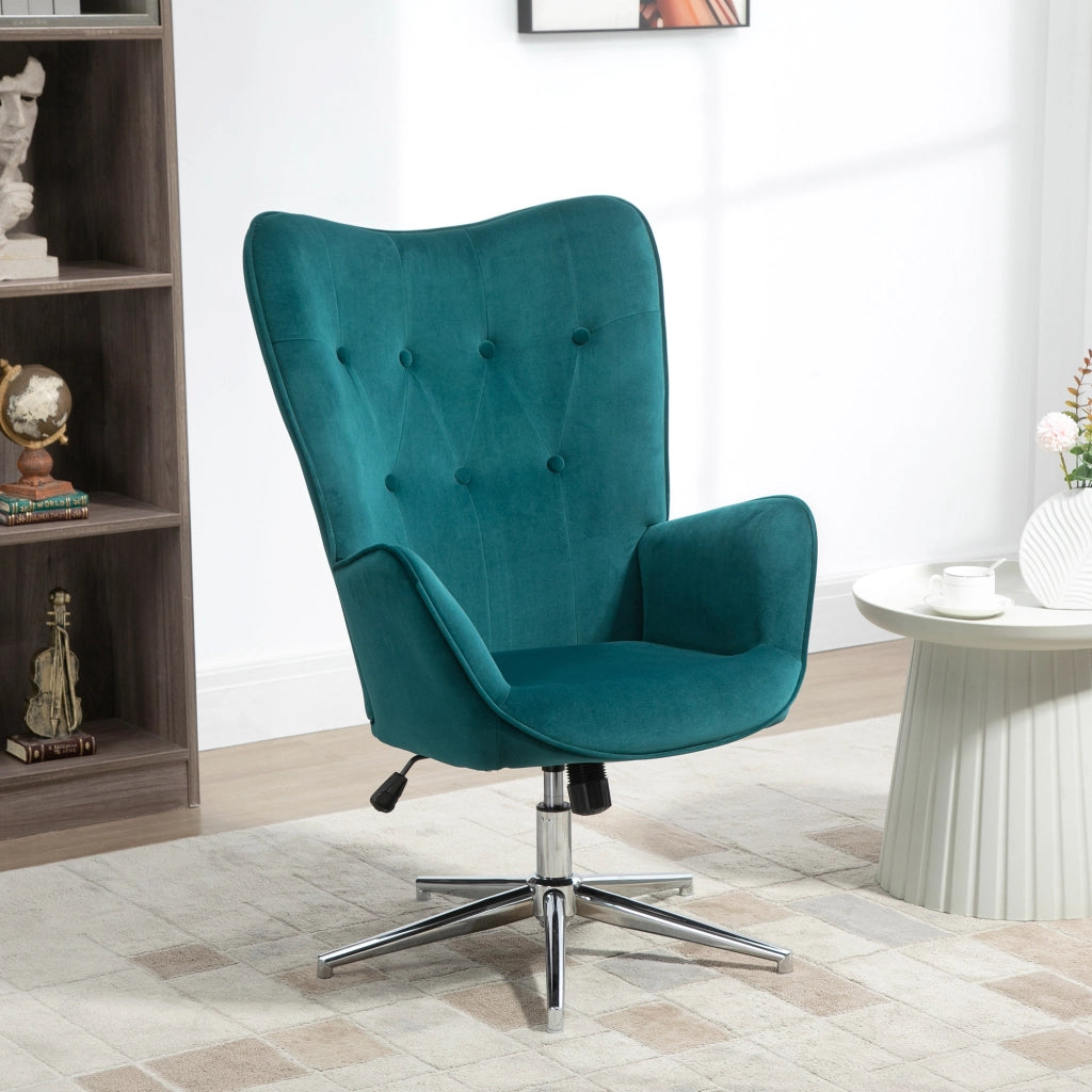 EasyComfort Poltrona per Ufficio e Salotto in Velluto, Girevole con Braccioli e Altezza Regolabile, Blu
