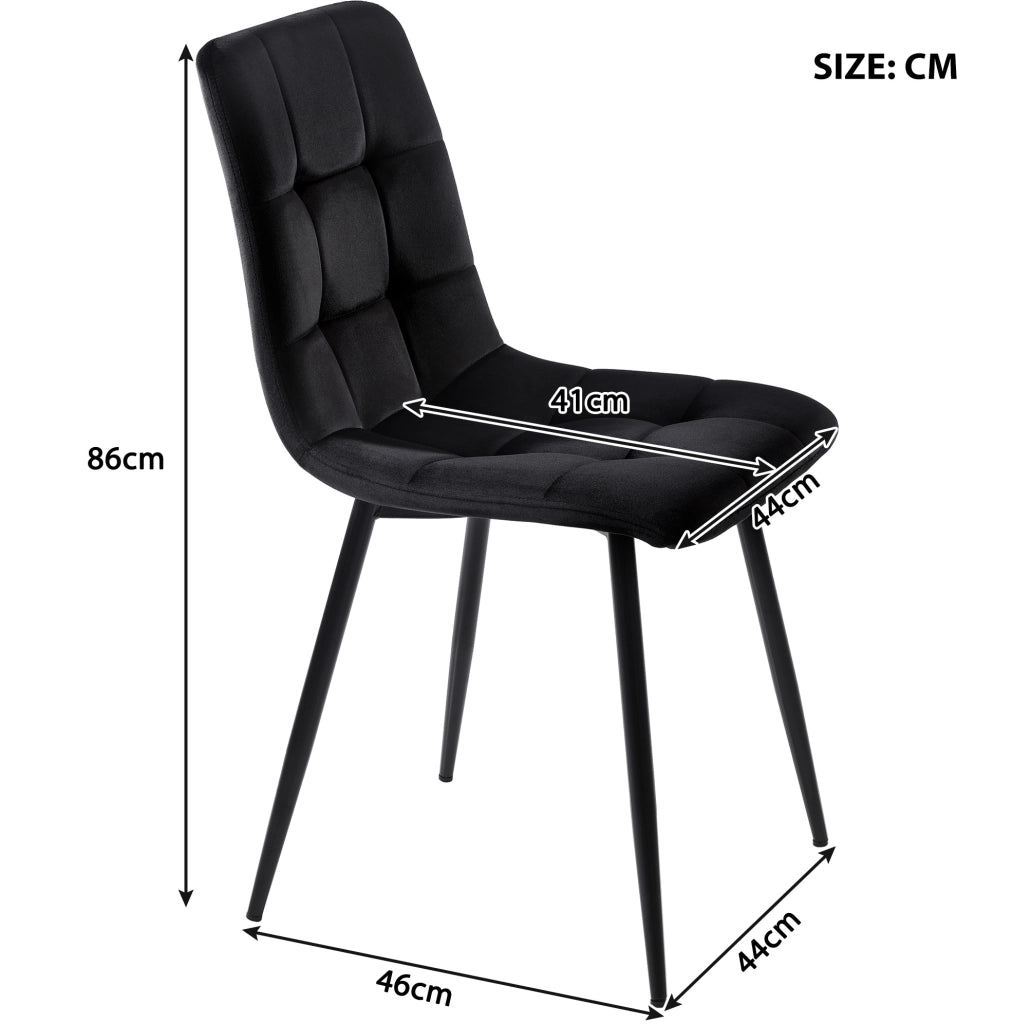 Set tavolo da pranzo rotondo 80 cm con 4 sedie in velluto