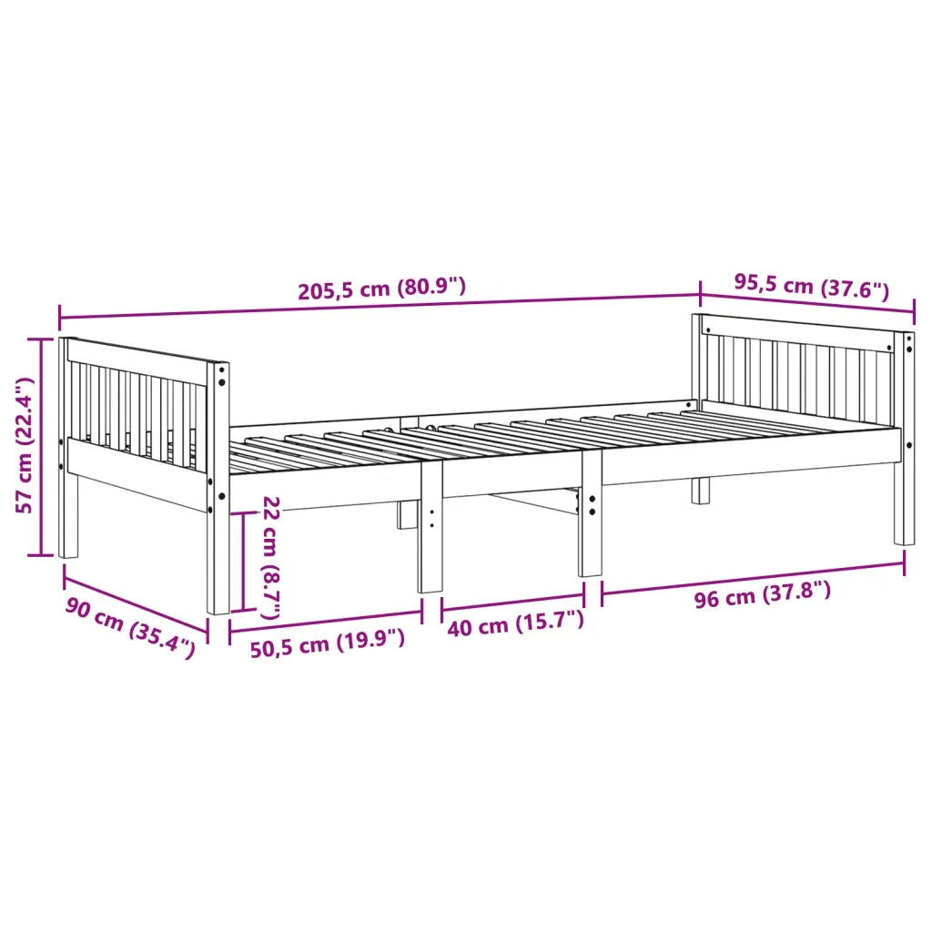Letto per Bambini senza Materasso 90x200 cm Legno Massello Pino
