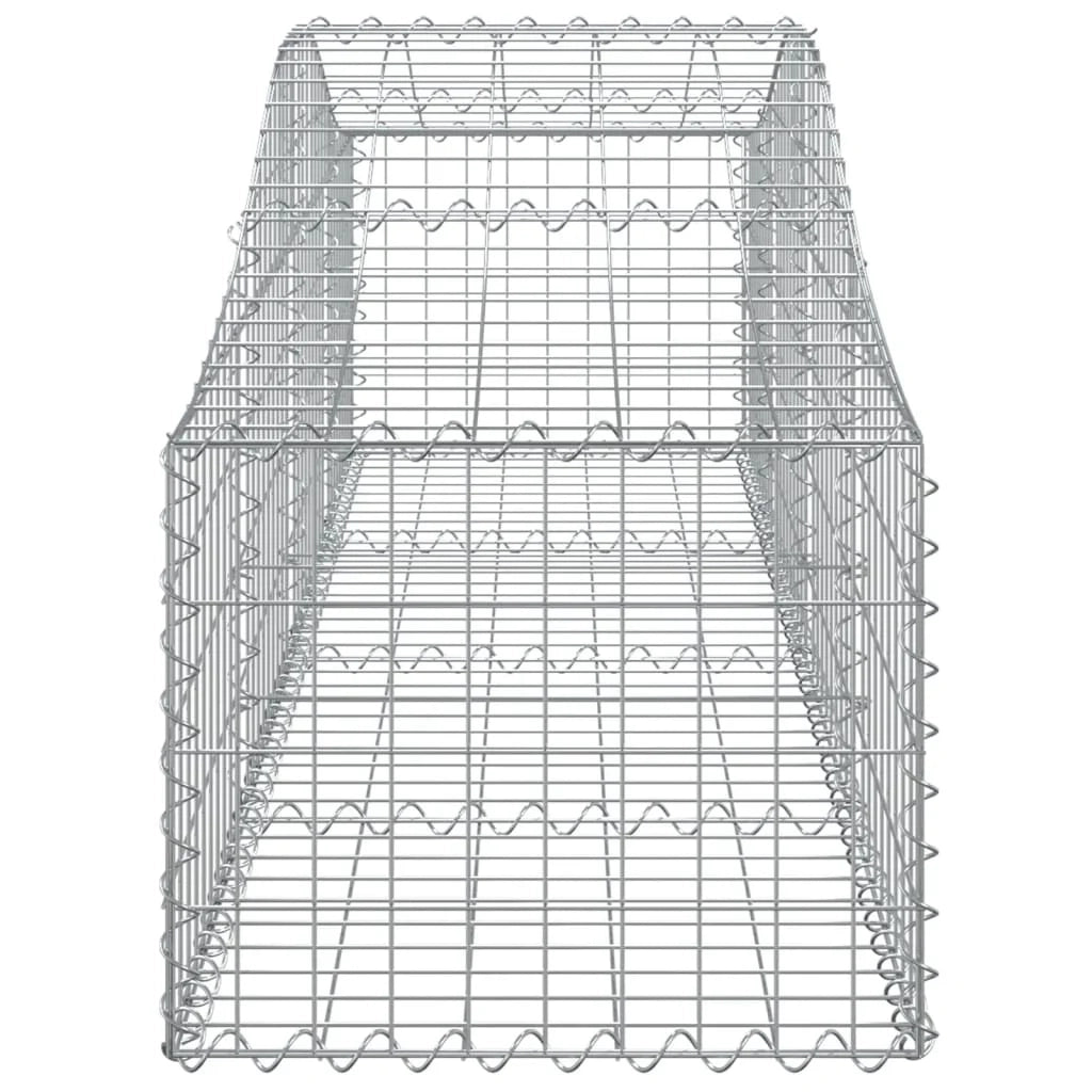 Cestini gabbioni recinzione a gabbia muro di contenimento ad arco 7 pezzi 200 x 50 x 40/60 cm ferro zincato argento 02_0041096