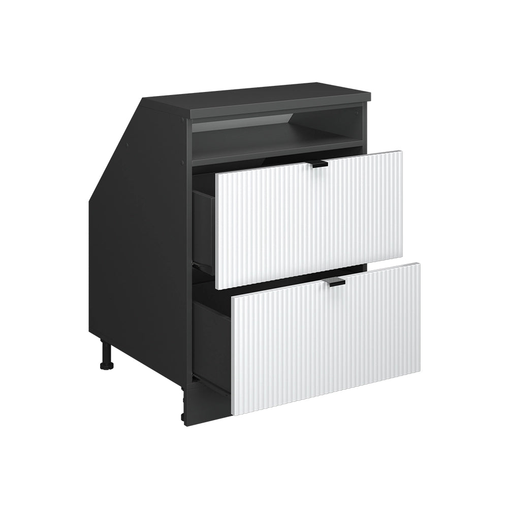 Mobile sottotetto Rion Ondulazione bianca/Antracite 60 x 83.8 cm con 2 cassetti, carcassa 60 cm profondità Vicco