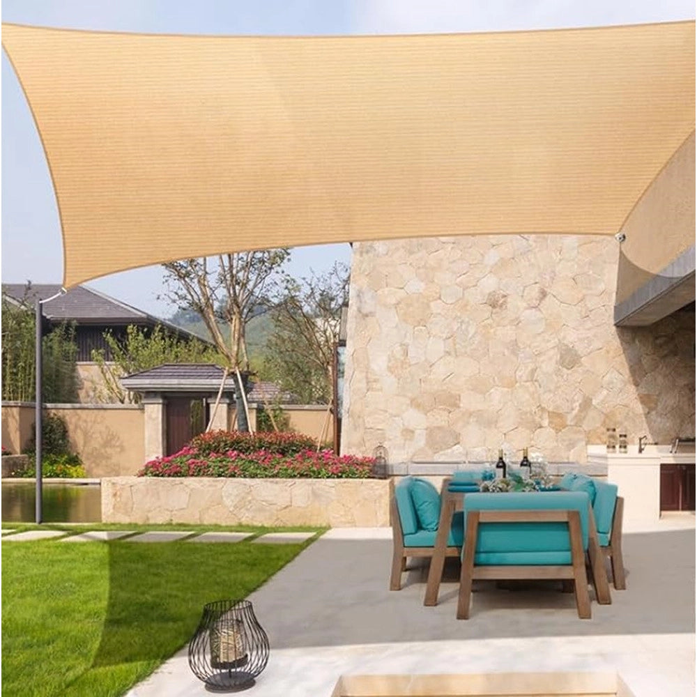 Trade Shop - Tenda Vela Ombreggiante Parasole Da Esterno Terrazze Giardino Patio Rettangolare 4 X 5 Mt -
