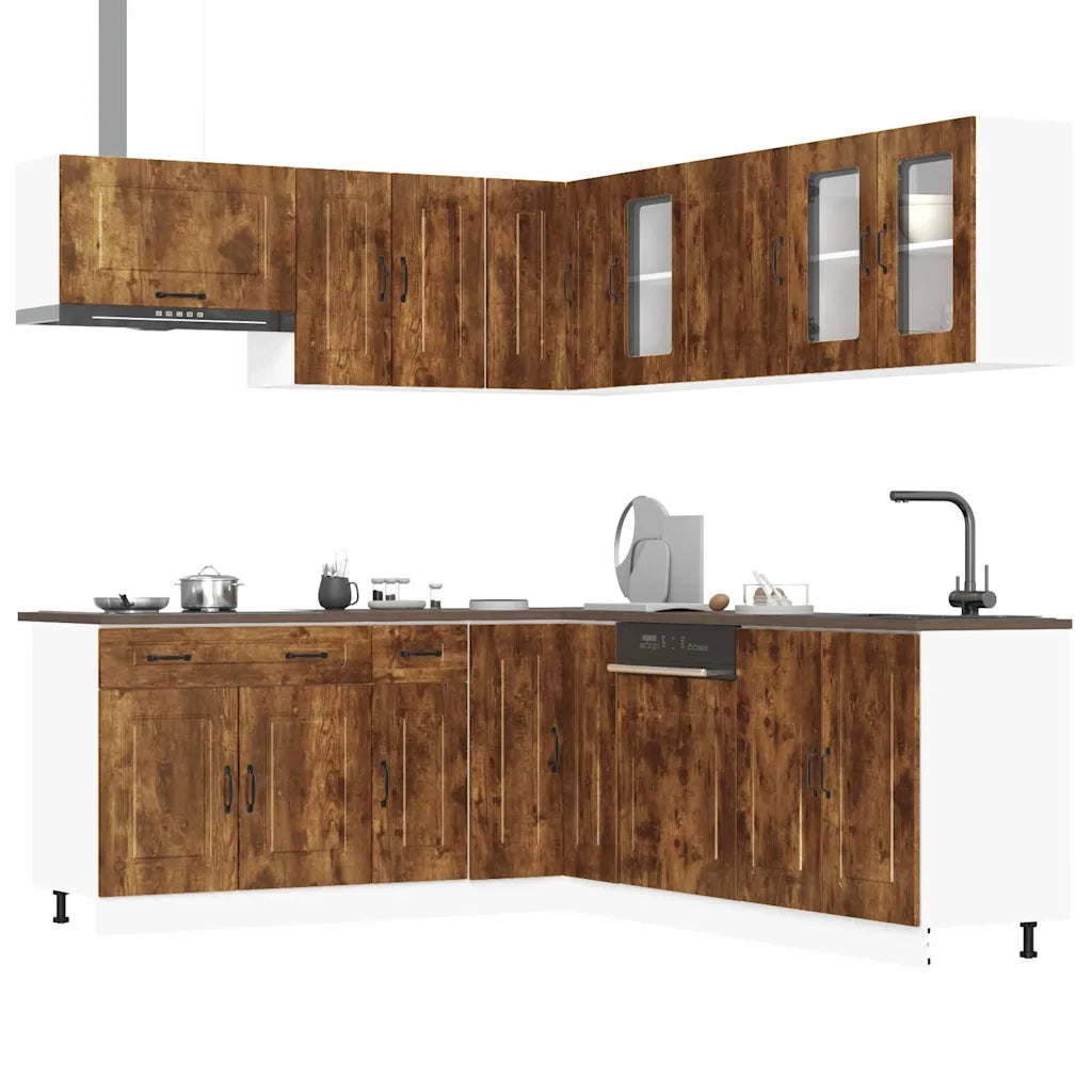 Set Mobili da Cucina 11 pz Kalmar Rovere Fumo Legno Multistrato