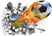 Sticker per parete 3D grande con fuoco (50x70 cm) I Sticker per parete camera da letto bambini ragazzi calcio poster sport I Decorazione per parete calcio camera da letto ragazzi ragazze dekorazione per porta COOL