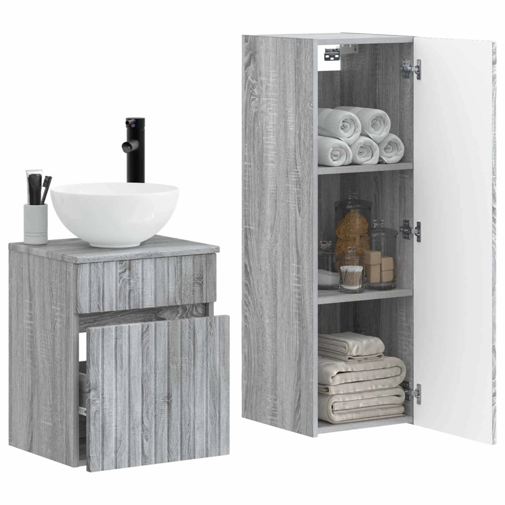 Set di mobili per il bagno 2 pz Sonoma grigio 3406139