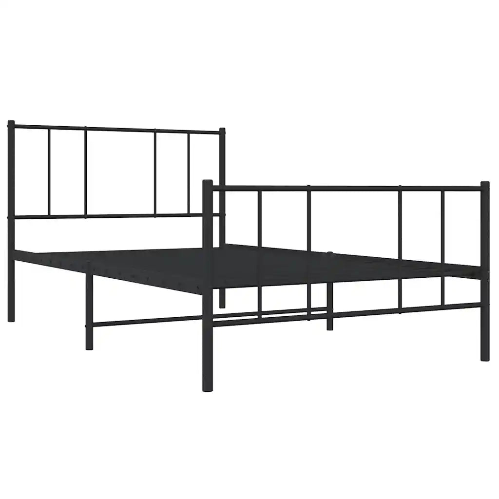 Giroletto con Testiera e Pediera Metallo Nero 75x190 cm 352488