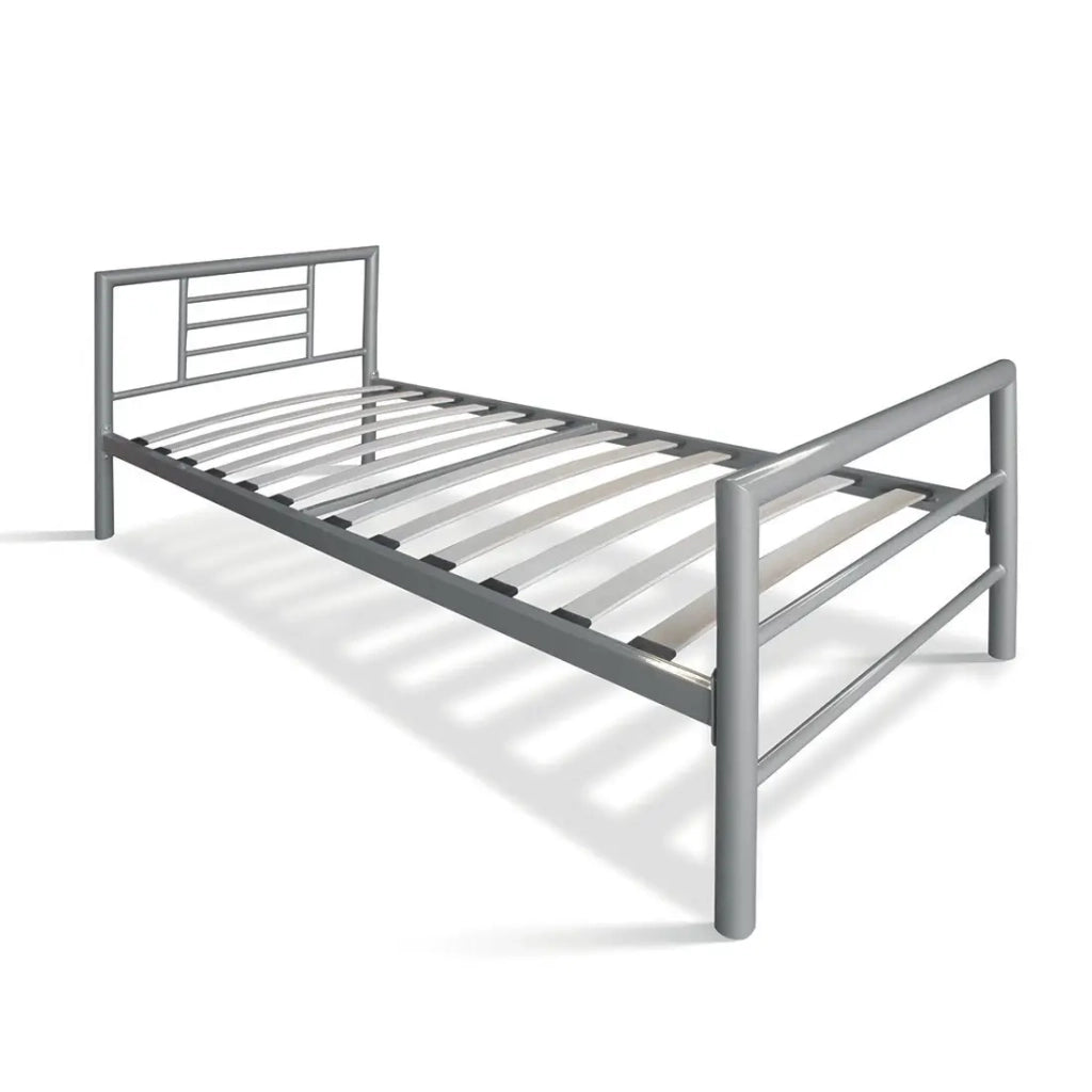 Letto ECHO - Letto singolo 90x200 cm grigio metallo con doghe incluse