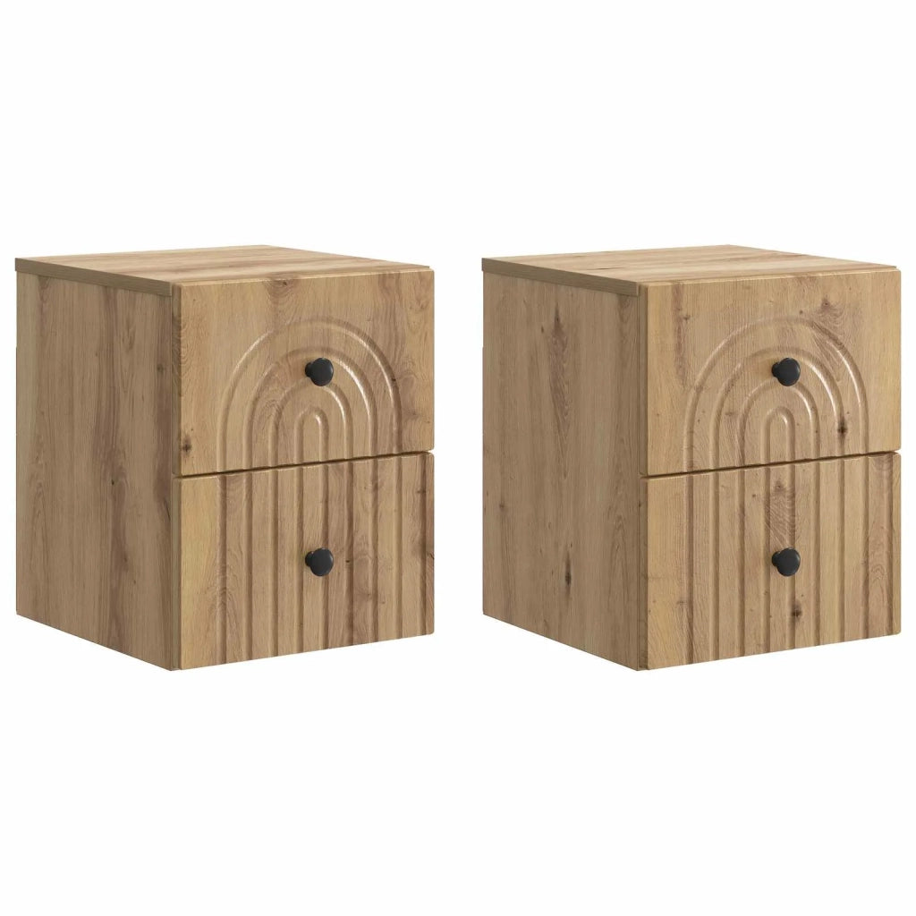 Mobiletto da notte a muro con cassetto 2 pcs Rovere Artigianale