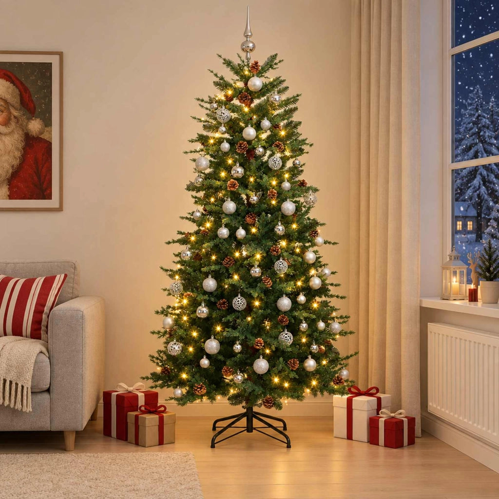 Albero di Natale Artificiale con Rami Pieghevoli 210 cm 300 LED 3466998