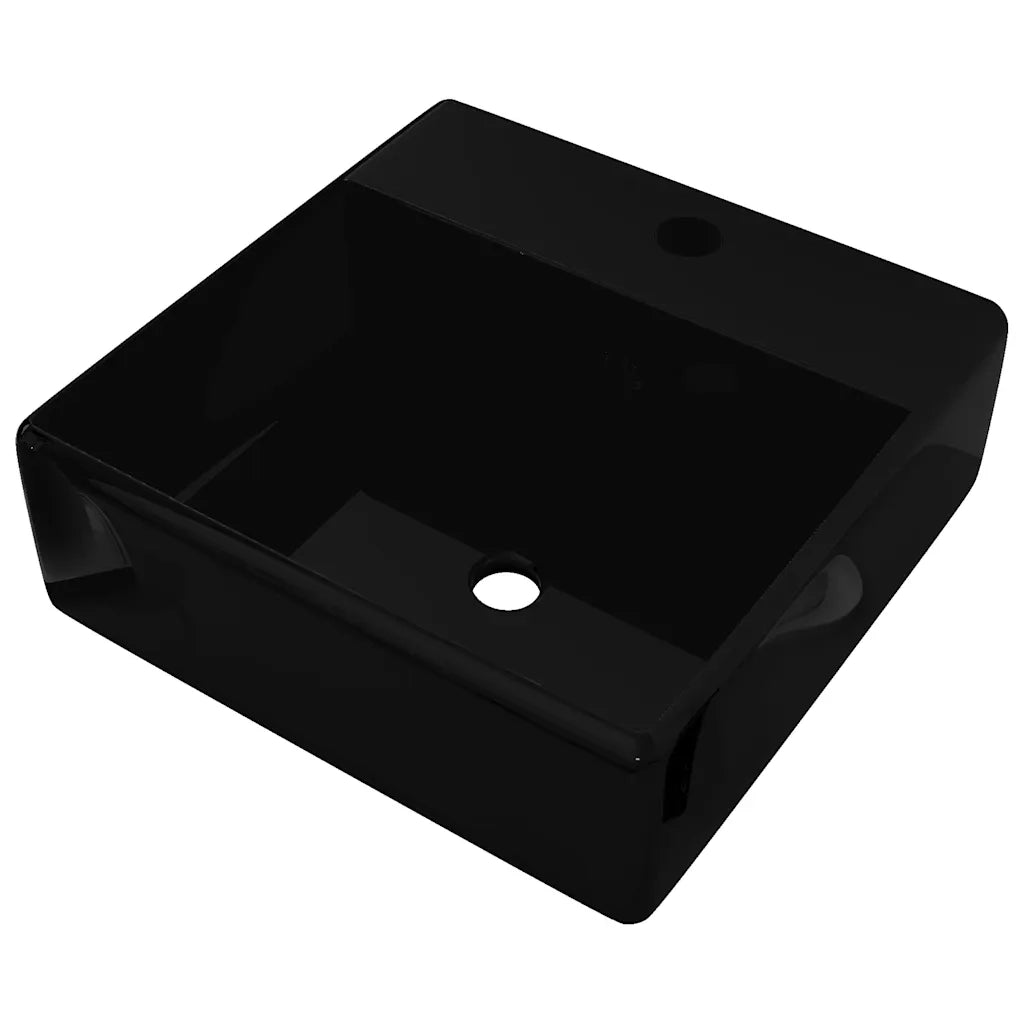 Lavandino in Ceramica Nera Quadrato con Foro Rubinetto/ Trabocco CFW1843128