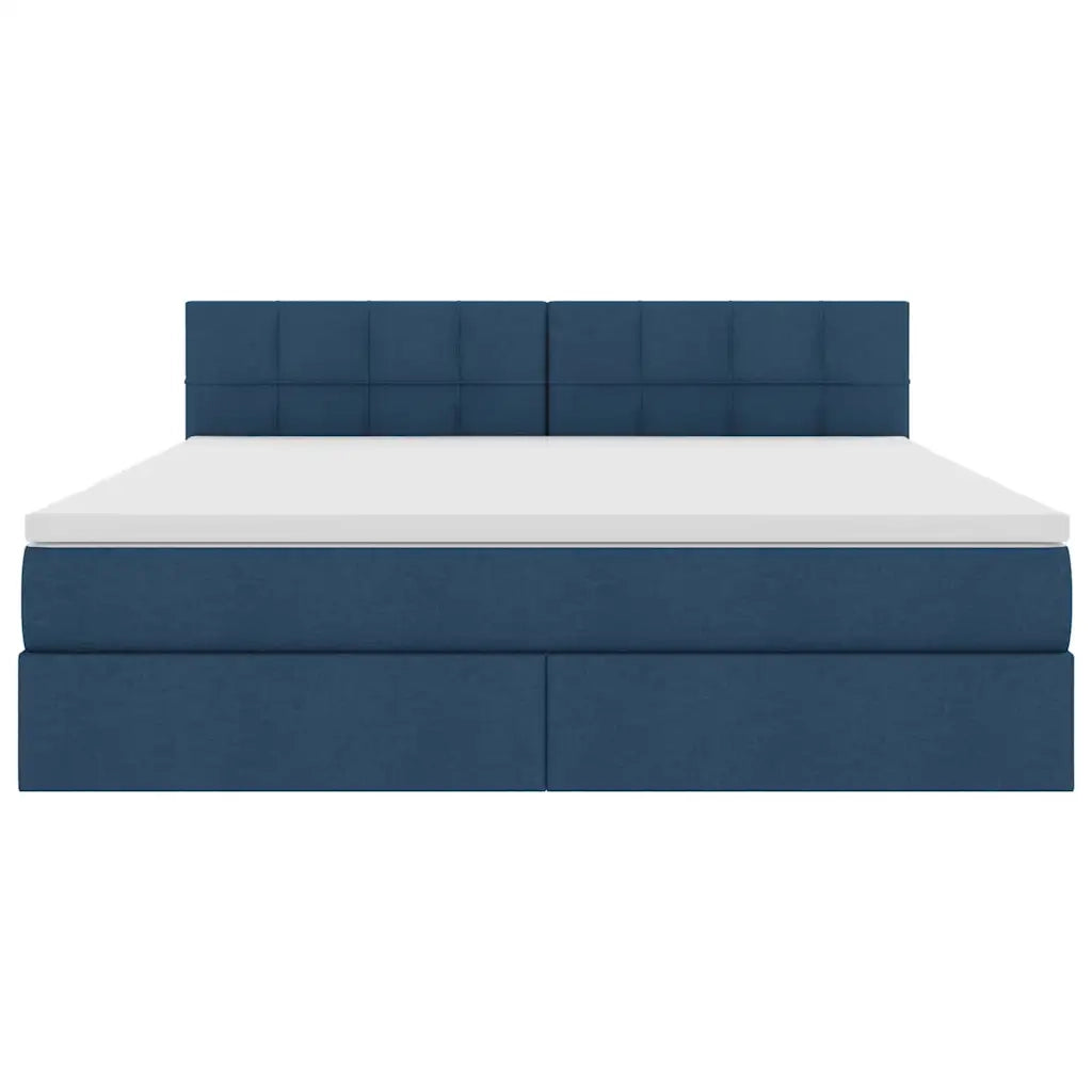 Letto con contenitore e materasso con testiera Blu 160 x 200 cm