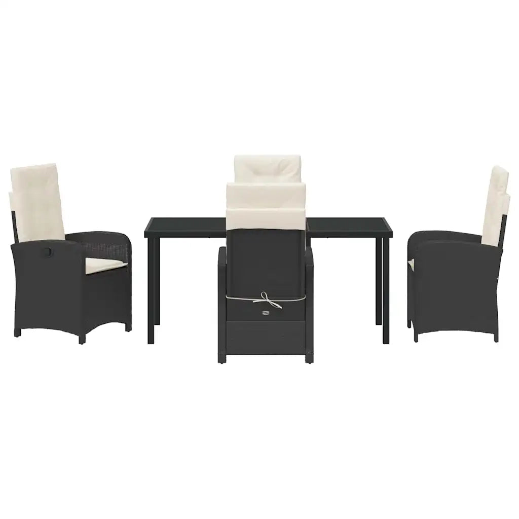 Set da Pranzo per Giardino con cuscino 5 pcs Nero polyrattan 3380256