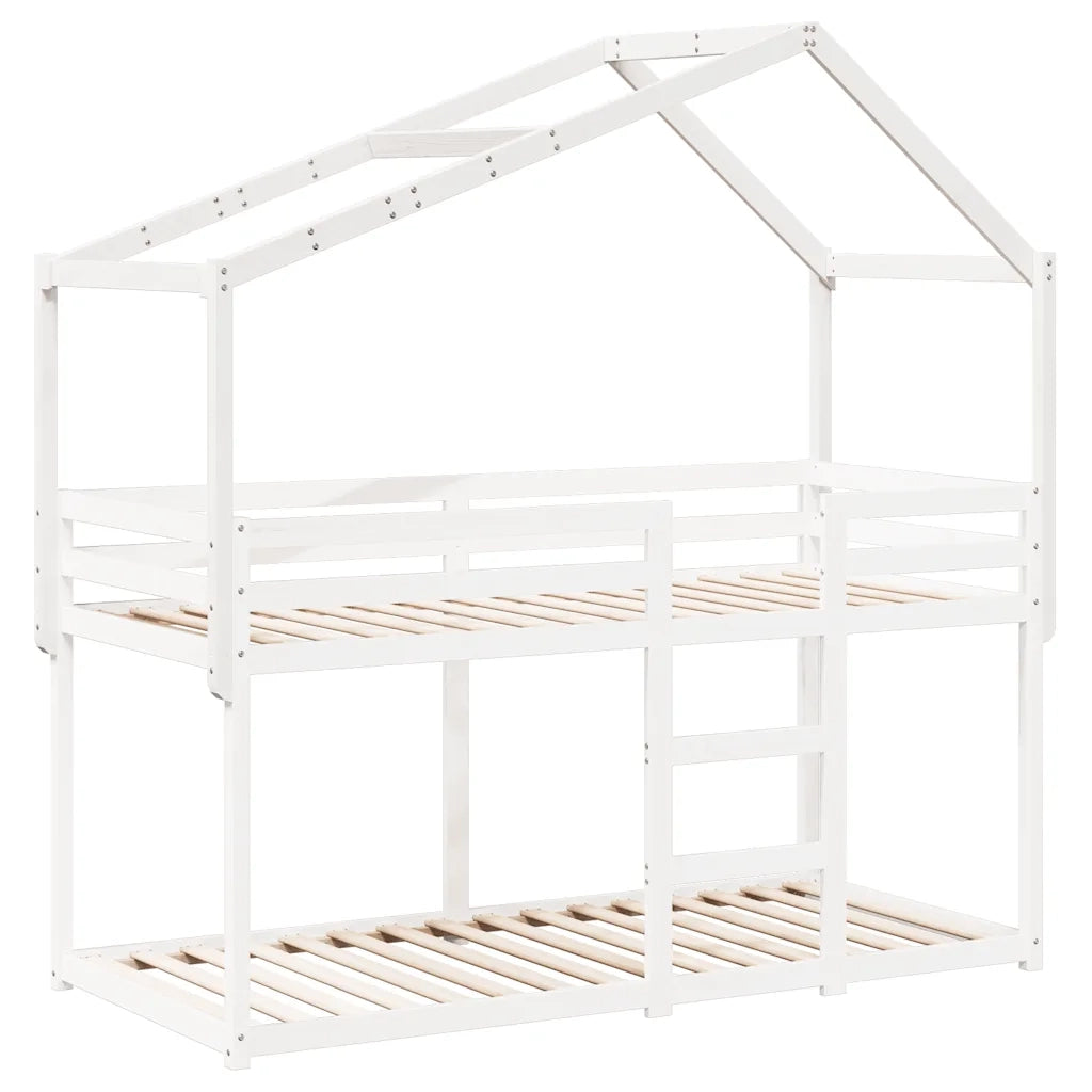 Tetto Letto Bambini Bianco 213x95,5x144,5cm Legno Massello Pino