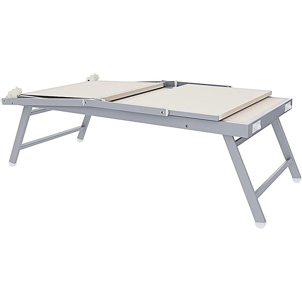 Trade Shop - Lettino Pieghevole Prendisole In Alluminio Textilene Con Parasole Orientabile 186x61x38cm - Beige