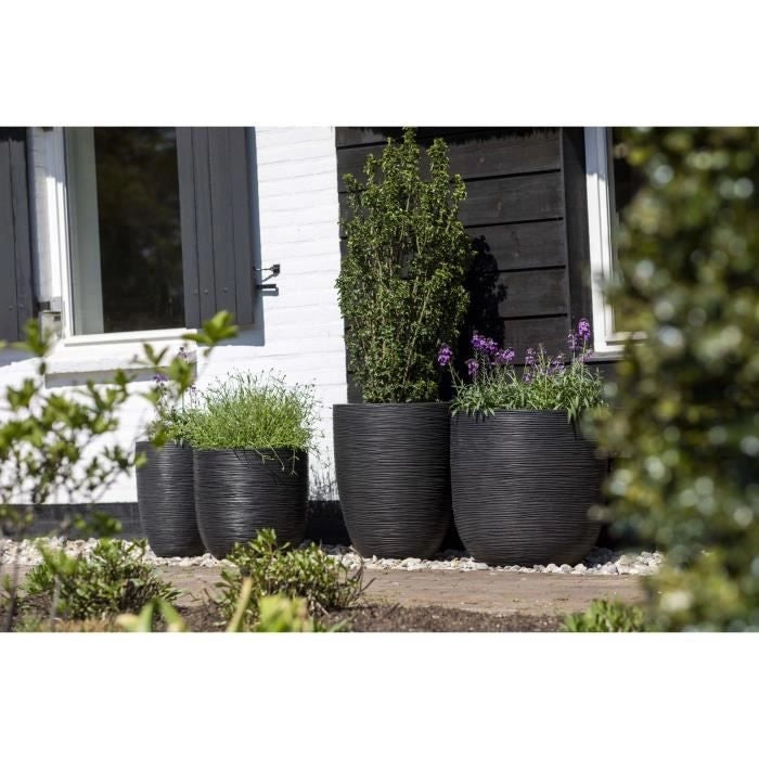 Capi Jardiniere Nature Rib 43x41 cm nero KBLR933 424234