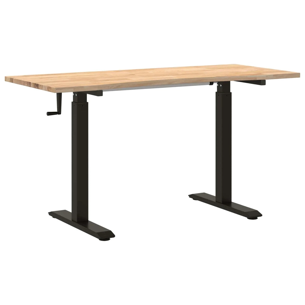Scrivania Nero e naturale 140 x 60 cm Legno di Quercia Massello 3426552