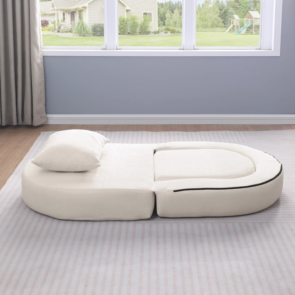 Divano modulare componibile con seduta ampia e tessuto chenille beige per soggiorno e camera 105 × 28 × 28 cm