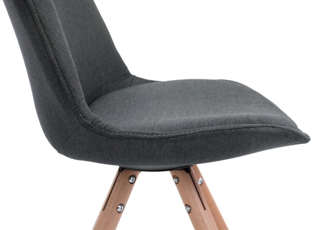 Set di 4 sedie per visitatori Toulouse Fabric Round grigio scuro,natura