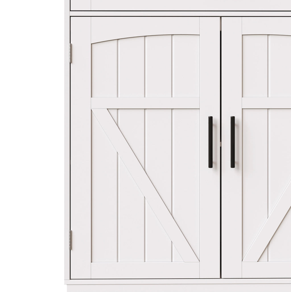 Mobile credenza da cucina con LED; prese e USB 110x38x180 cm in MDF bianco