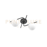 HOLLY APPLIQUE-PLAFONIERA 2 LUCI ATTACCO E27 NERO CON VETRO BIANCO SOFFIATO OPACO