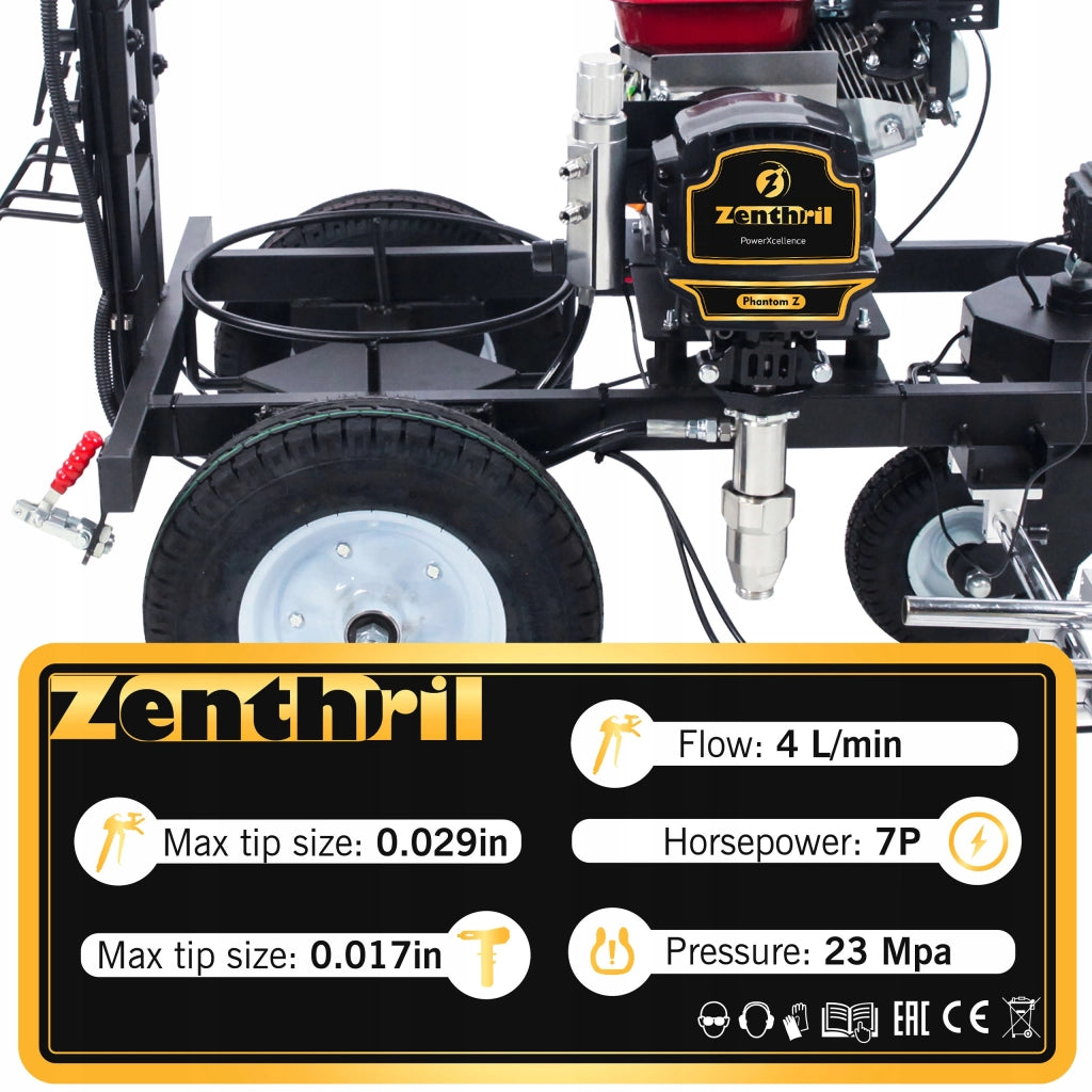Traccialinee Stradale Zenthril PowerXcellence Phantom Z – Motore a Scoppio 7P | 23 MPa | 4 L/min | 2 Pistole | 2 Ugelli