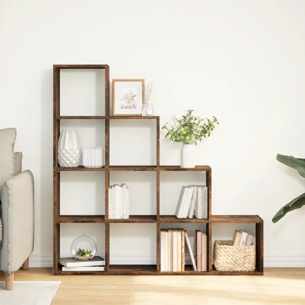 Libreria 4 Ripiani Rovere Fumo 131,5x29x131,5 cm in Truciolato 857971